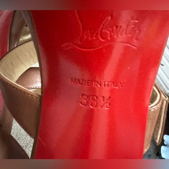 Authentic Christian Louboutin 38.5 brown/tan d’orsey sandal heel shoes - Picture 3 of 10